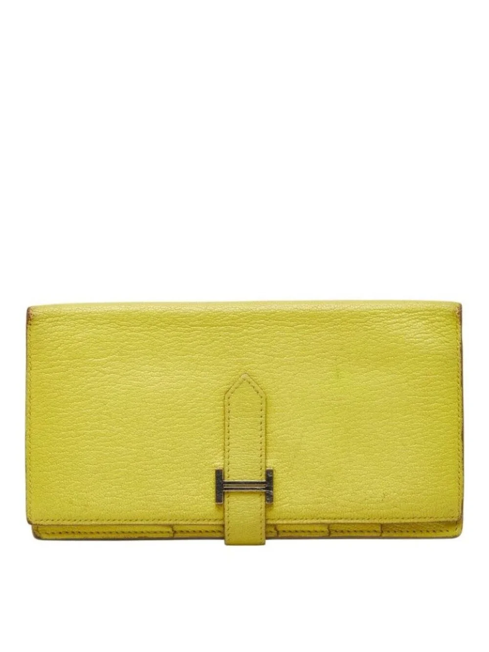 Hermes Bearn Souffle Bifold Wallet Lime Yellow Chevre